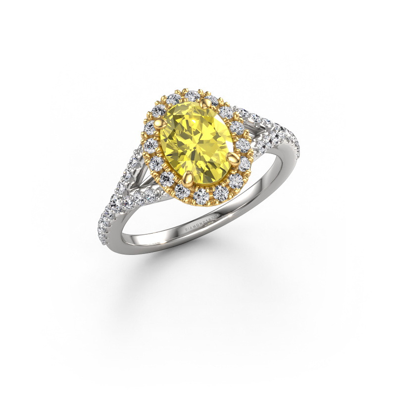 Bild von Verlobungsring Kimber OVL 585 Weißgold Gelber labordiamant 8x6 mm