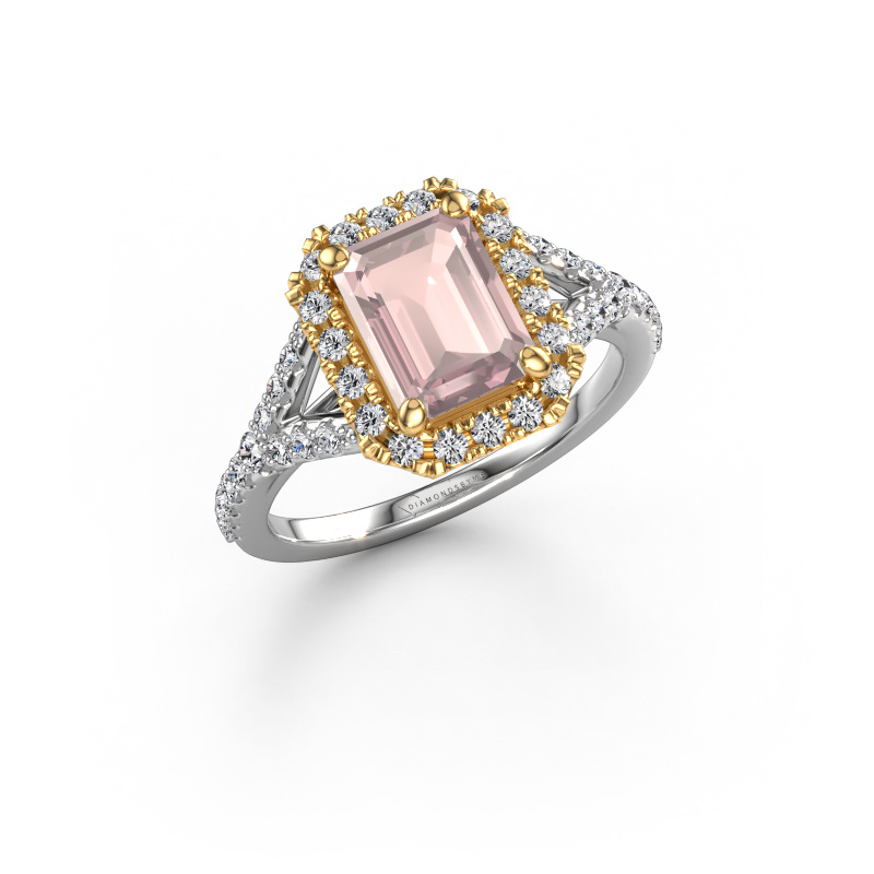 Image de Bague de fiançailles Kimber EME 585 or blanc Champagne morganite 8x6 mm