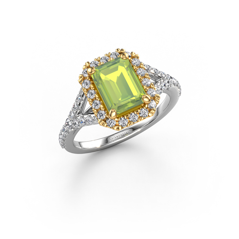 Image of Engagement ring Kimber EME 585 white gold Peridot 8x6 mm