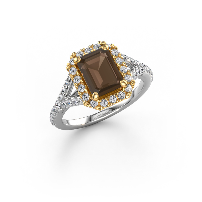 Image of Engagement ring Kimber EME 585 white gold Smokey quartz 8x6 mm