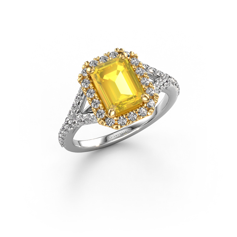 Image of Engagement ring Kimber EME 585 white gold Yellow sapphire 8x6 mm
