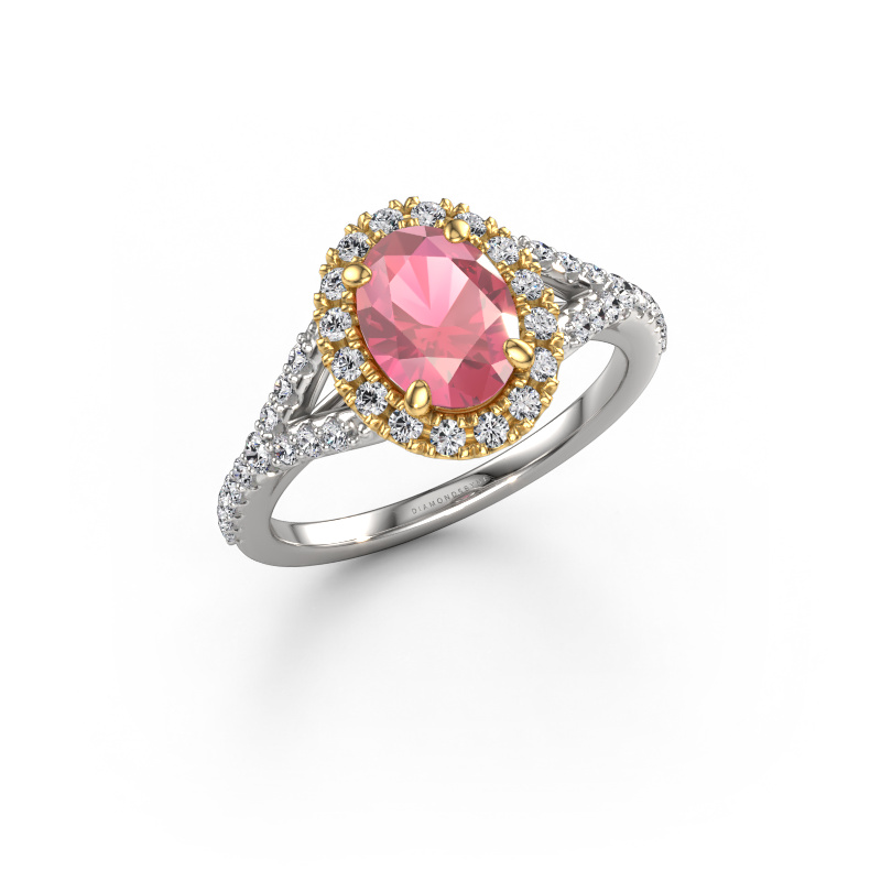 Bild von Verlobungsring Kimber OVL 585 Weißgold Turmalin rosa 8x6 mm