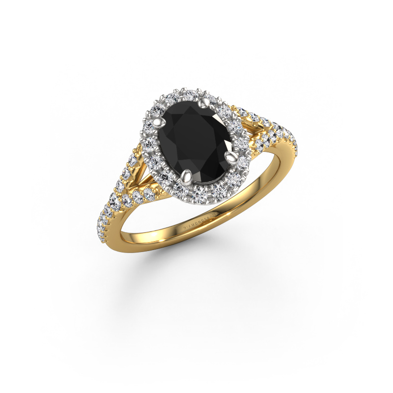 Image of Engagement ring Kimber OVL 585 gold Black diamond 1.862 crt