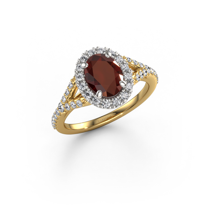 Image of Engagement ring Kimber OVL 585 gold Garnet 8x6 mm