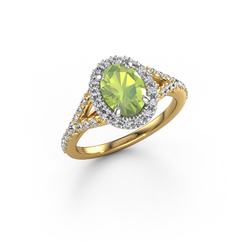 Image of Engagement ring Kimber OVL 585 gold Peridot 8x6 mm
