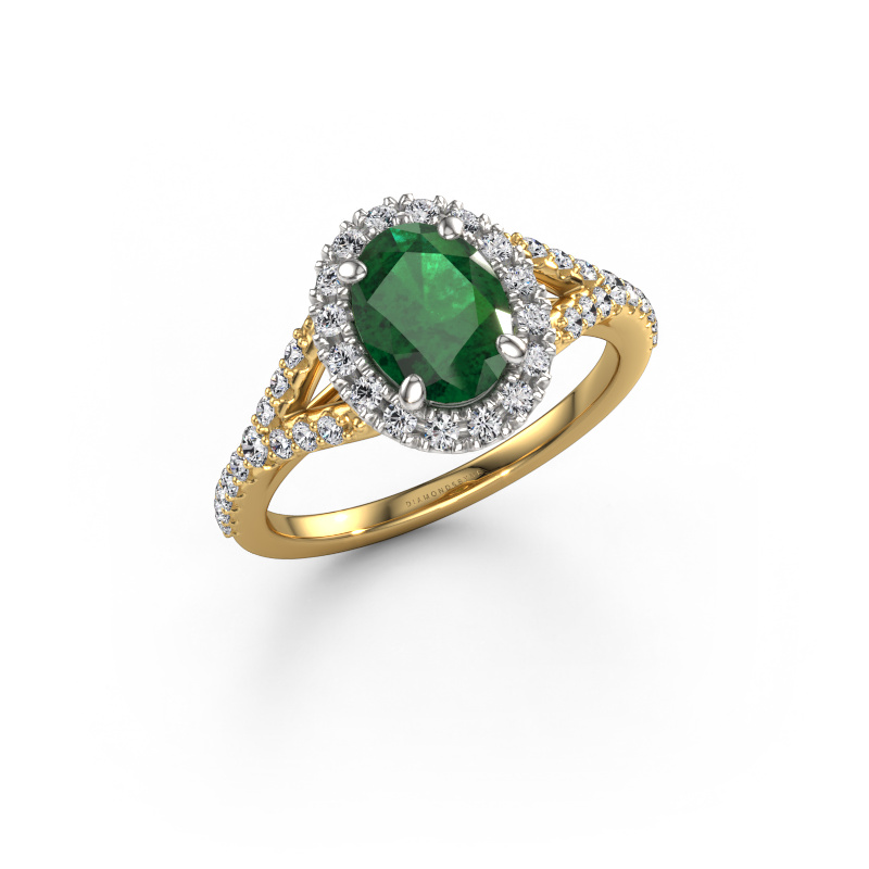 Image of Engagement ring Kimber OVL 585 gold Emerald 8x6 mm