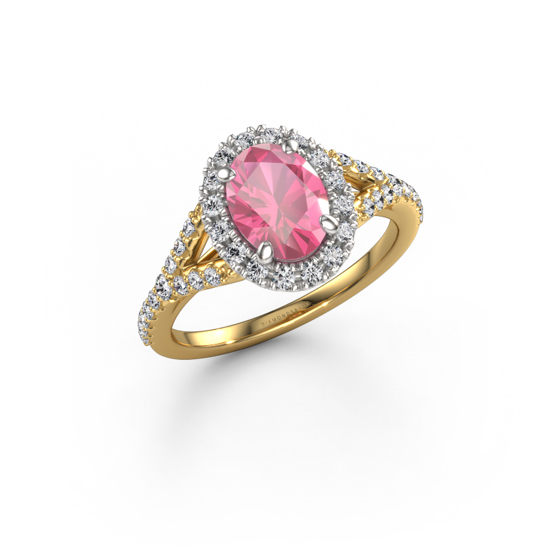 Image of Engagement ring Kimber OVL 585 gold Pink sapphire 8x6 mm