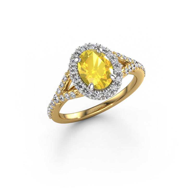 Bild von Verlobungsring Kimber OVL 585 Gold Gelb Saphir 8x6 mm