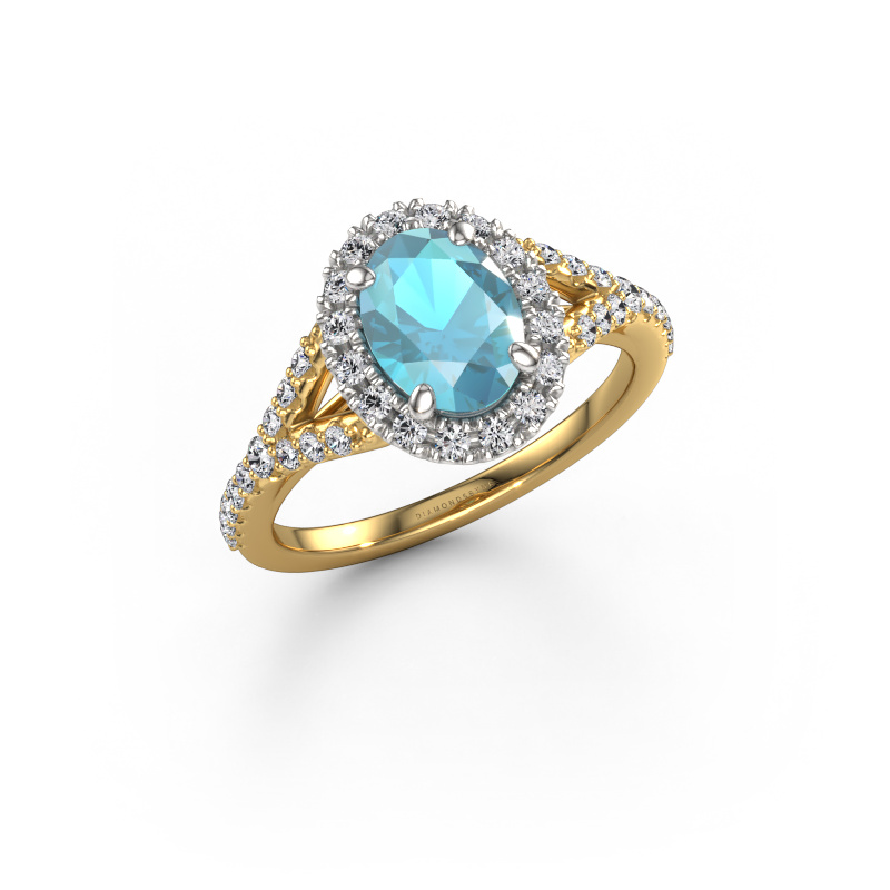 Bild von Verlobungsring Kimber OVL 585 Gold Blau Topas 8x6 mm