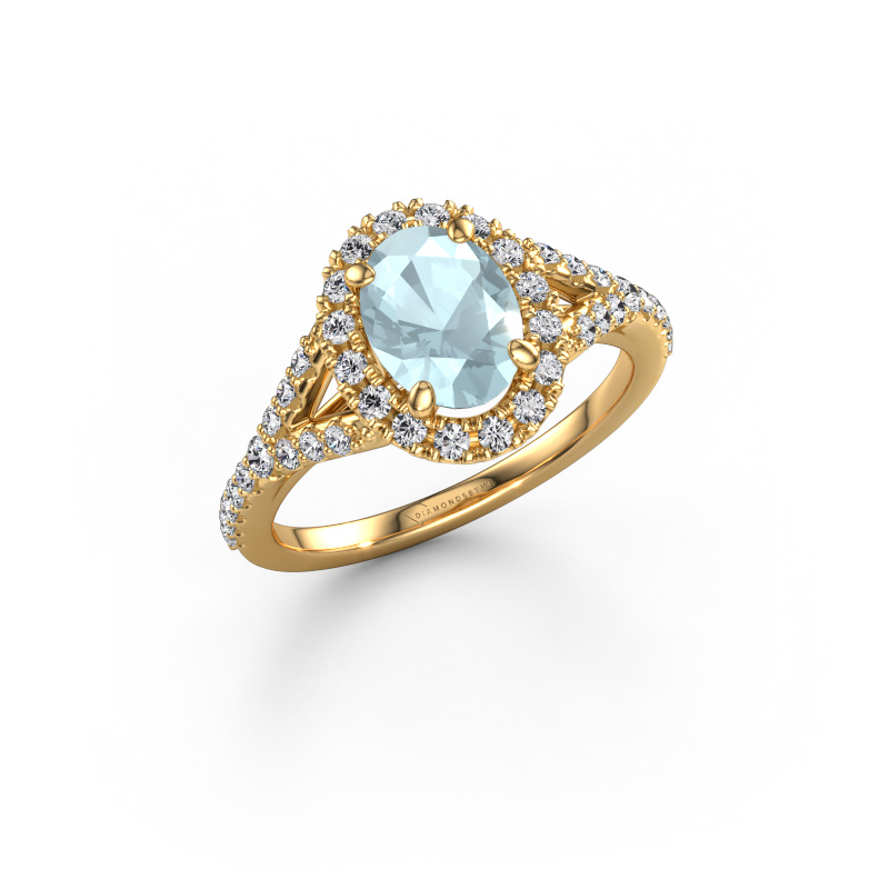 Image of Engagement ring Kimber OVL 585 gold Aquamarine 8x6 mm