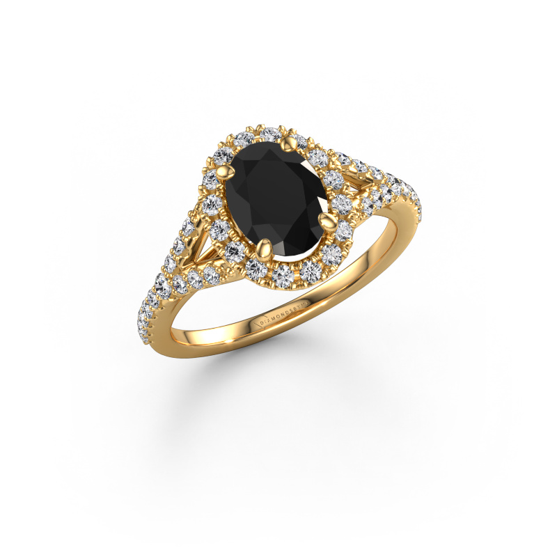 Image of Engagement ring Kimber OVL 585 gold Black diamond 1.862 crt