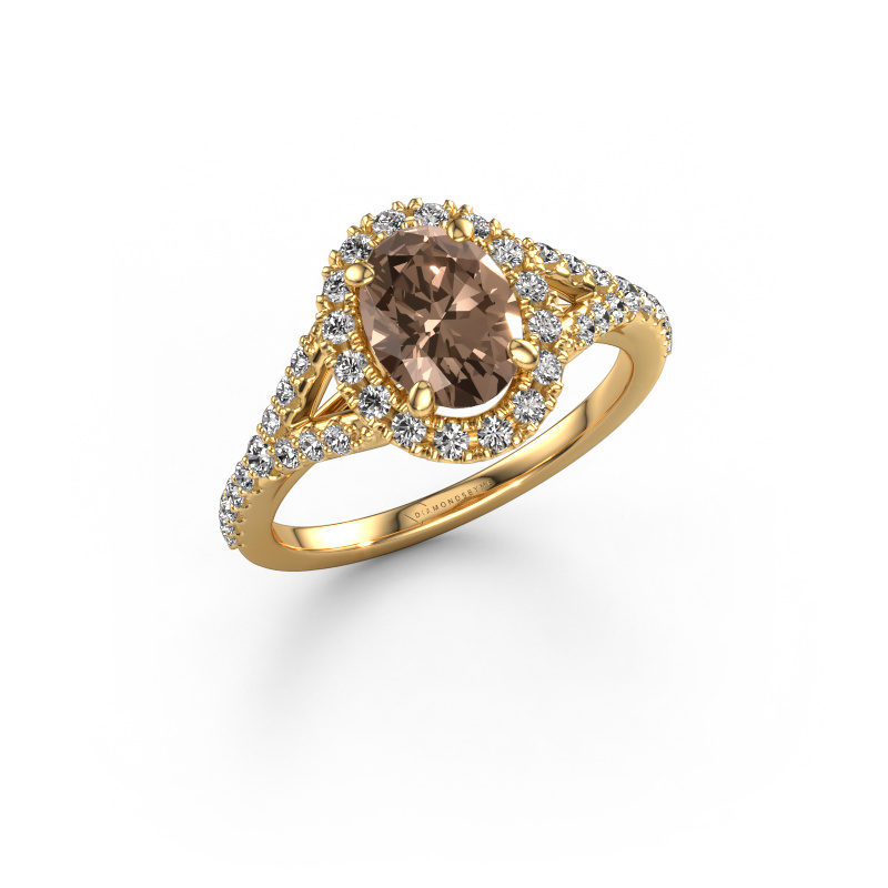 Image de Bague de fiançailles Kimber OVL 585 or jaune Diamant brun 1.562 crt