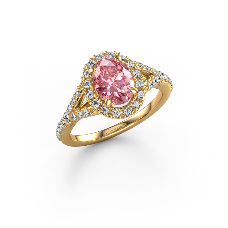 Image of Engagement ring Kimber OVL 585 gold Pink lab grown diamond 8x6 mm