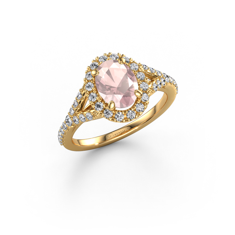Image de Bague de fiançailles Kimber OVL 585 or jaune Champagne morganite 8x6 mm