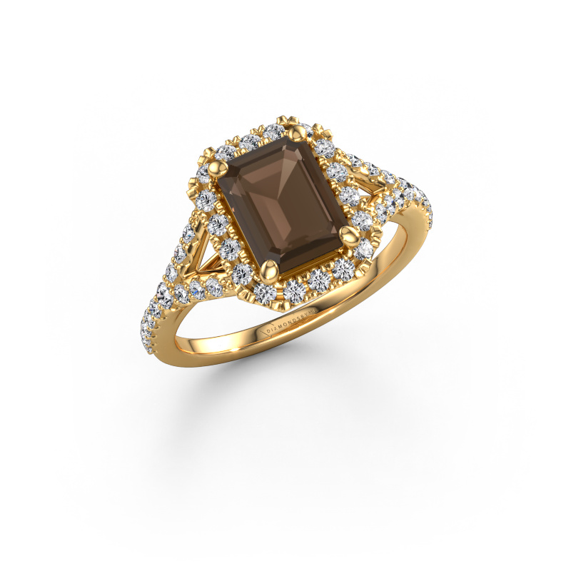 Image of Engagement ring Kimber EME 585 gold Smokey quartz 8x6 mm
