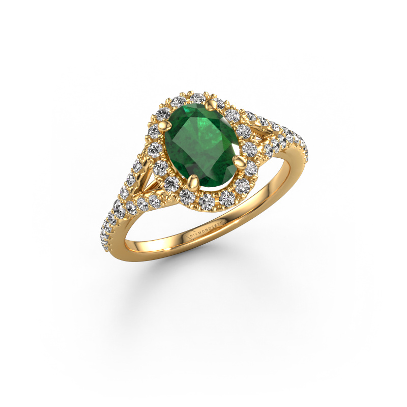 Image of Engagement ring Kimber OVL 585 gold Emerald 8x6 mm