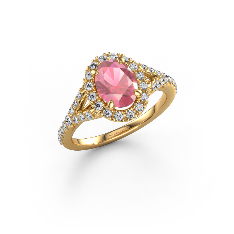 Image of Engagement ring Kimber OVL 585 gold Tourmaline pink 8x6 mm