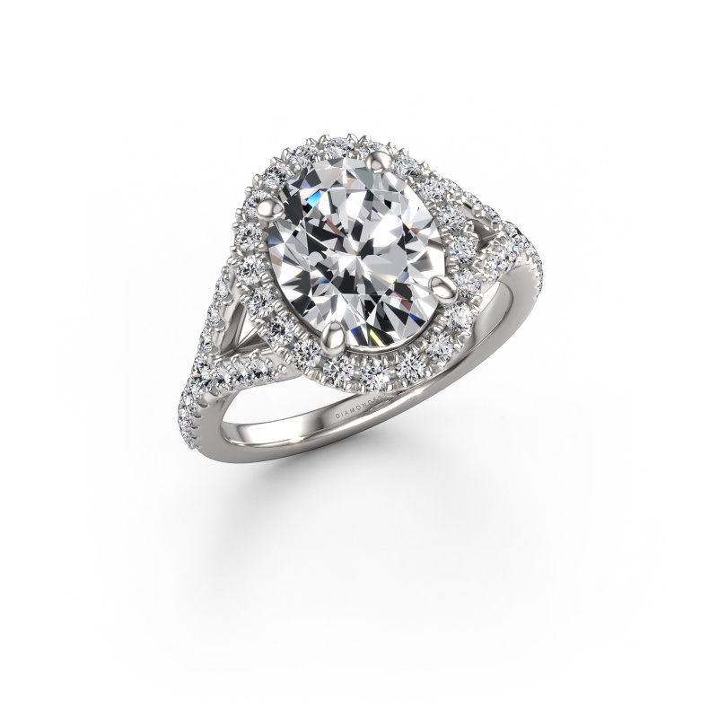 Image de Bague de fiançailles Kimber OVL 950 platine Diamant synthétique 3.29 crt