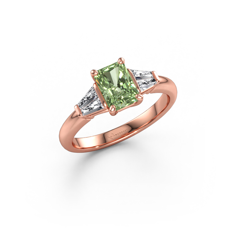 Immagine di Anello di fidanzamento Kina RAD 585 oro rosa Diamante lab grown verde 7x5 mm
