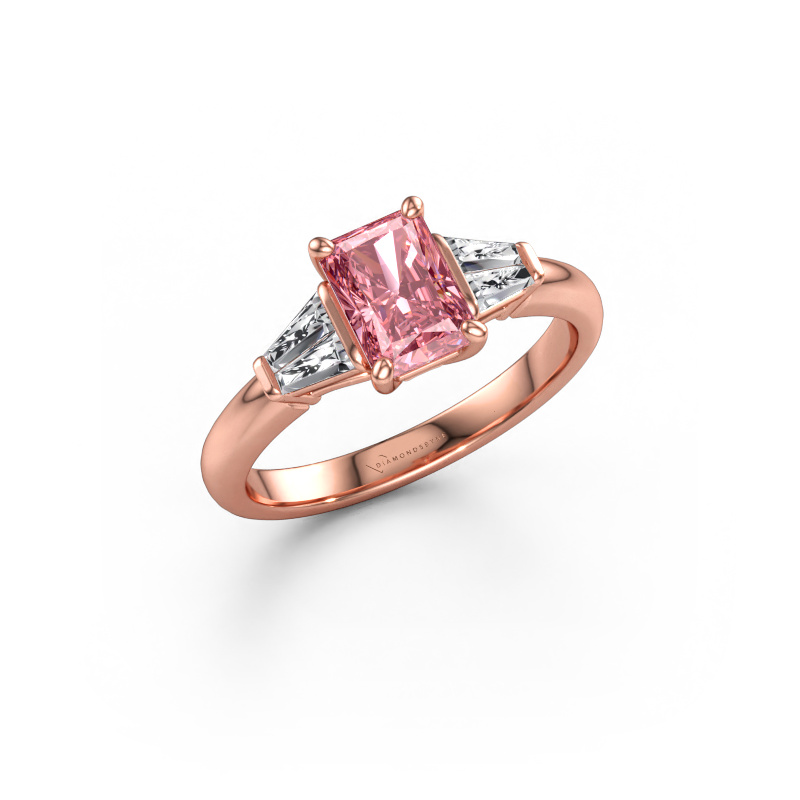 Image of Engagement ring Kina RAD 585 rose gold Pink lab grown diamond 7x5 mm