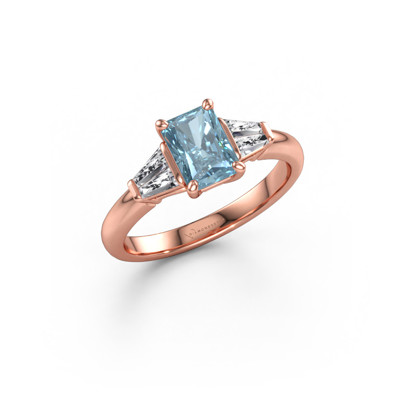Immagine di Anello di fidanzamento Kina RAD 585 oro rosa Diamante lab grown blu 7x5 mm
