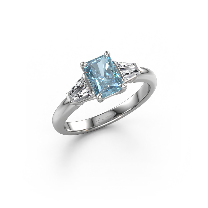 Bild von Verlobungsring Kina RAD 950 Platin Blauer Labordiamant 7x5 mm