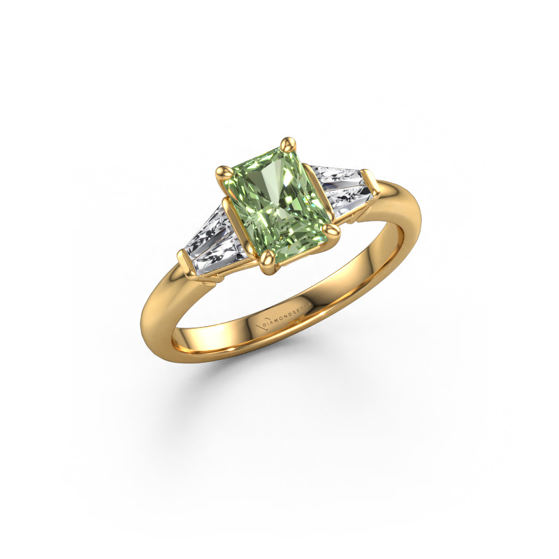Image of Engagement ring Kina RAD 585 gold Green lab grown diamond 7x5 mm