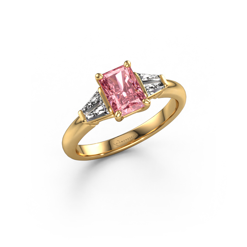 Image of Engagement ring Kina RAD 585 gold Pink lab grown diamond 7x5 mm