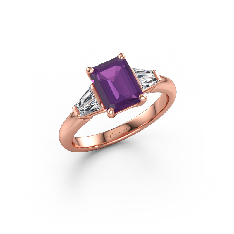Bild av Förlovningsring Kina EME 585 roséguld Ametist 8x6 mm
