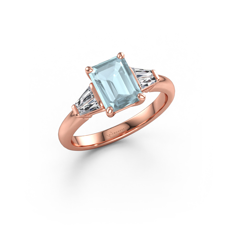 Immagine di Anello di fidanzamento Kina EME 585 oro rosa Acquamarina 8x6 mm