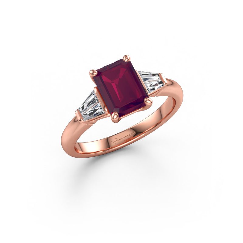 Bild av Förlovningsring Kina EME 585 roséguld Rodolit 8x6 mm