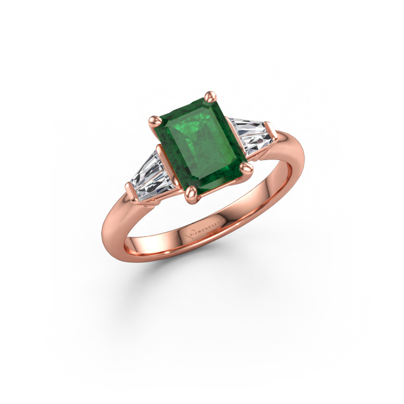 Immagine di Anello di fidanzamento Kina EME 585 oro rosa Smeraldo 8x6 mm