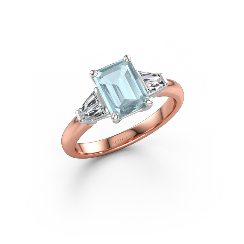 Bild von Verlobungsring Kina EME 585 Roségold Aquamarin 8x6 mm