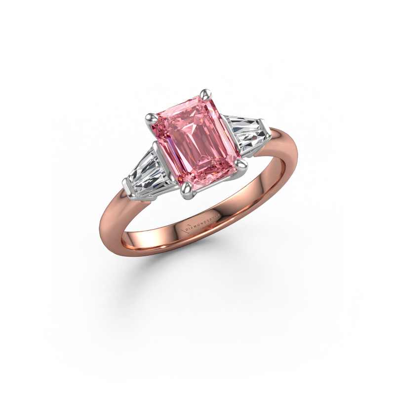 Image of Engagement ring Kina EME 585 rose gold Pink lab grown diamond 8x6 mm
