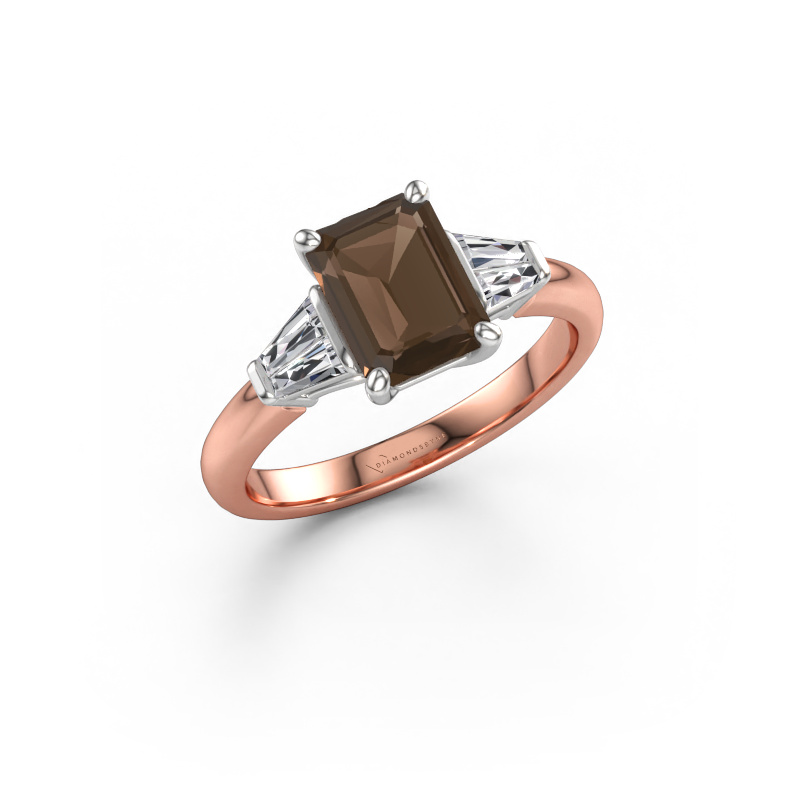 Image de Bague de fiançailles Kina EME 585 or rose Quartz fumé 8x6 mm