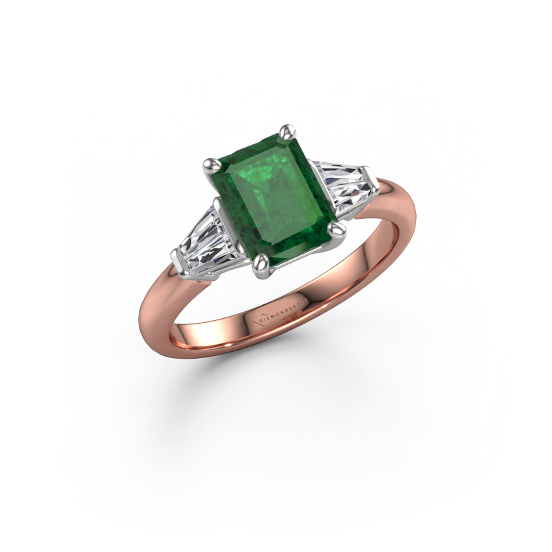 Image de Bague de fiançailles Kina EME 585 or rose Emeraude 8x6 mm