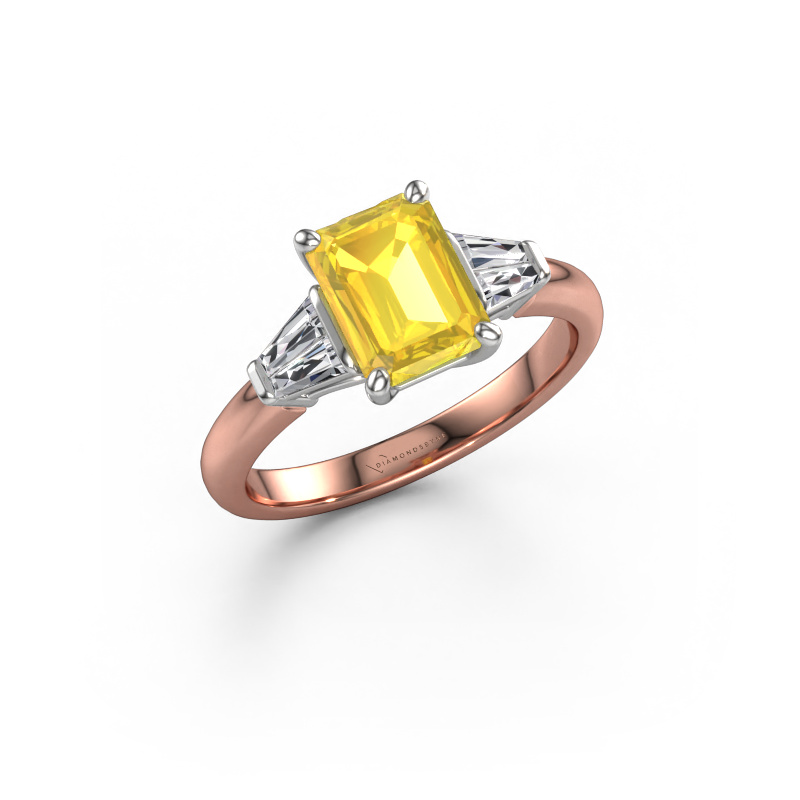Bild von Verlobungsring Kina EME 585 Roségold Gelb Saphir 8x6 mm