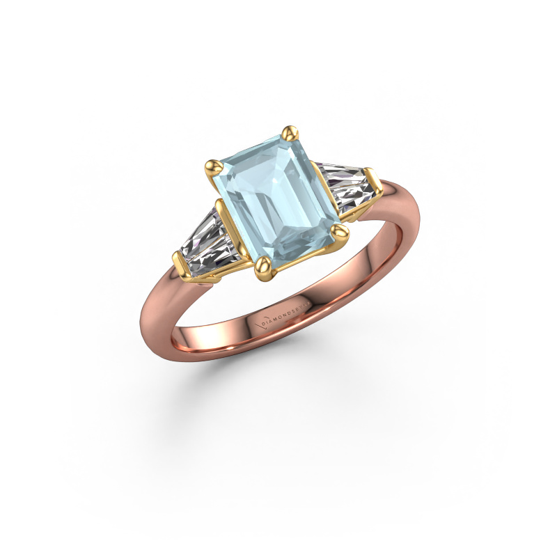 Bild von Verlobungsring Kina EME 585 Roségold Aquamarin 8x6 mm