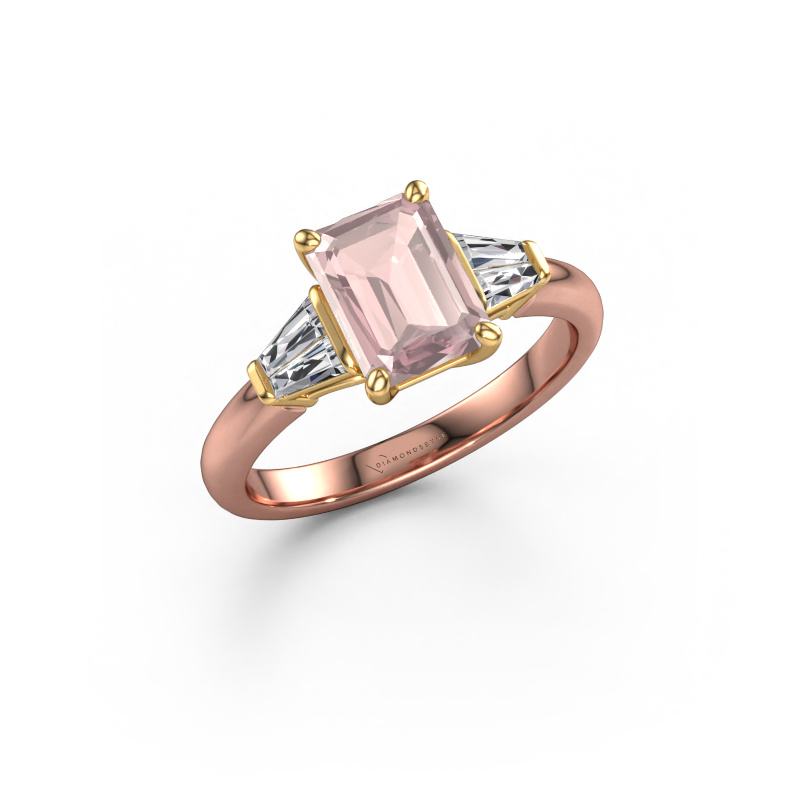 Image of Engagement ring Kina EME 585 rose gold Morganite champagne 8x6 mm