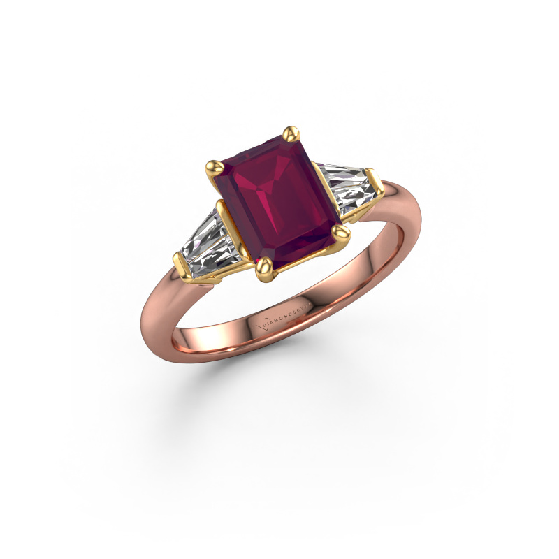 Image of Engagement ring Kina EME 585 rose gold Rhodolite 8x6 mm