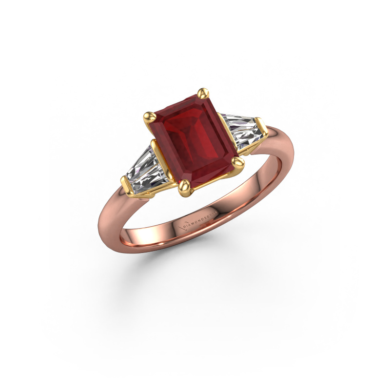 Image of Engagement ring Kina EME 585 rose gold Ruby 8x6 mm