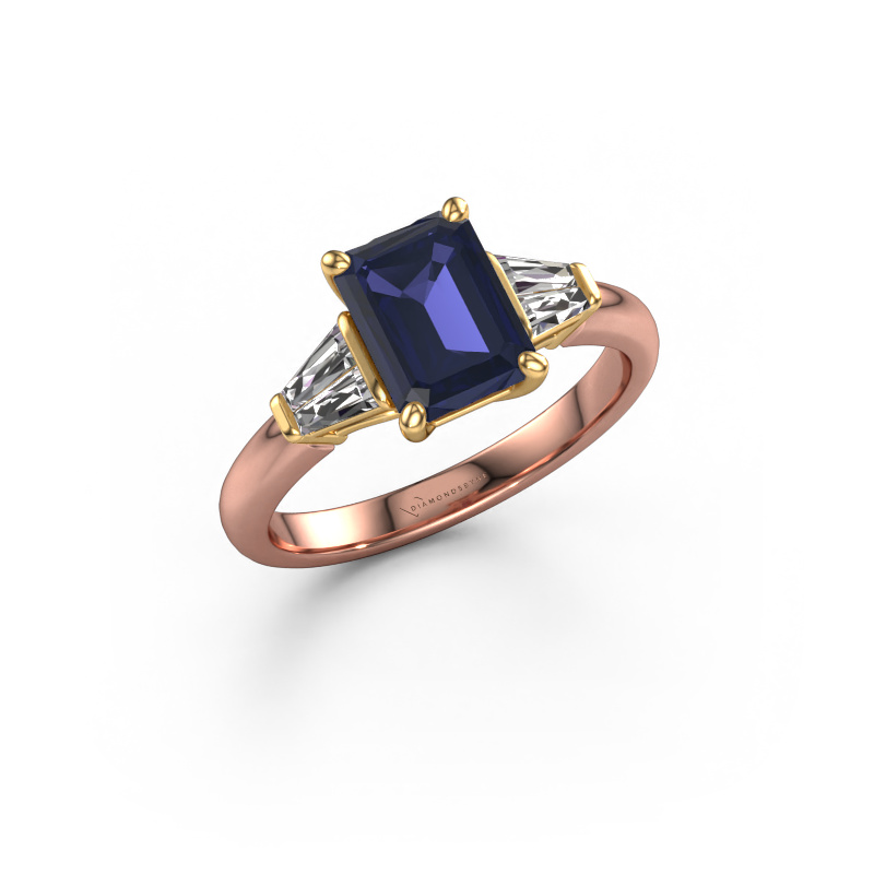 Image of Engagement ring Kina EME 585 rose gold Sapphire 8x6 mm