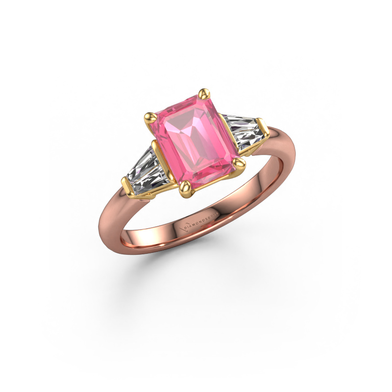 Image of Engagement ring Kina EME 585 rose gold Pink sapphire 8x6 mm