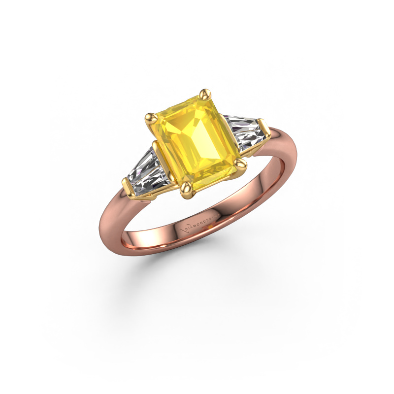 Bild von Verlobungsring Kina EME 585 Roségold Gelb Saphir 8x6 mm