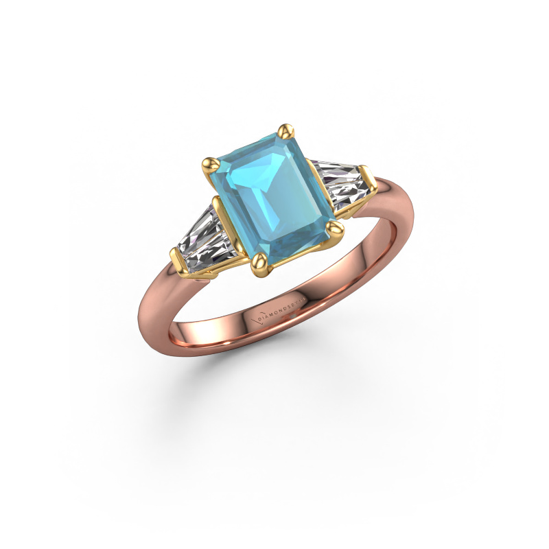 Bild von Verlobungsring Kina EME 585 Roségold Blau Topas 8x6 mm