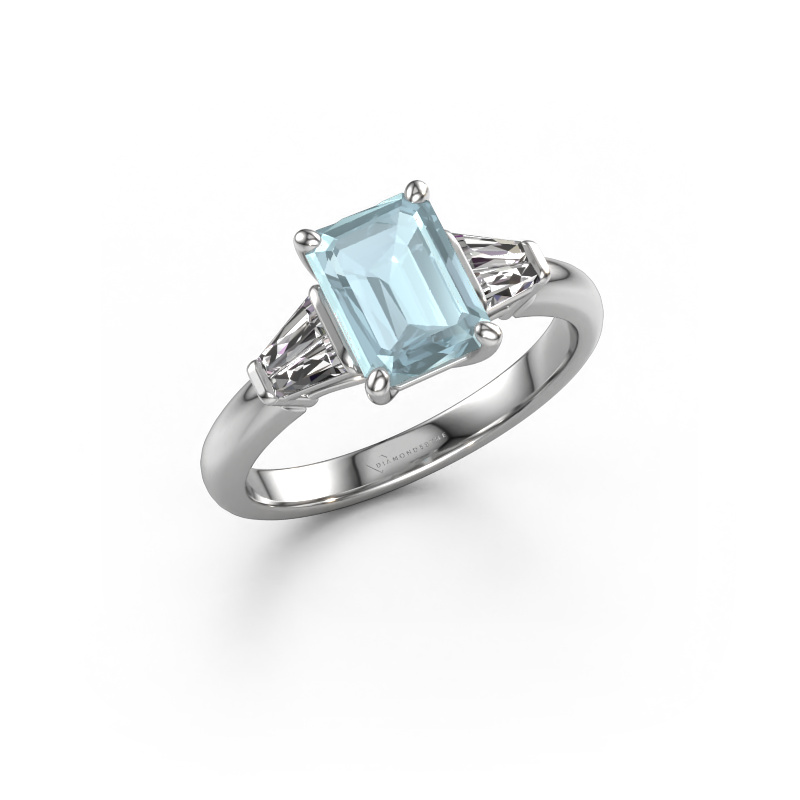 Image of Engagement ring Kina EME 950 platinum Aquamarine 8x6 mm