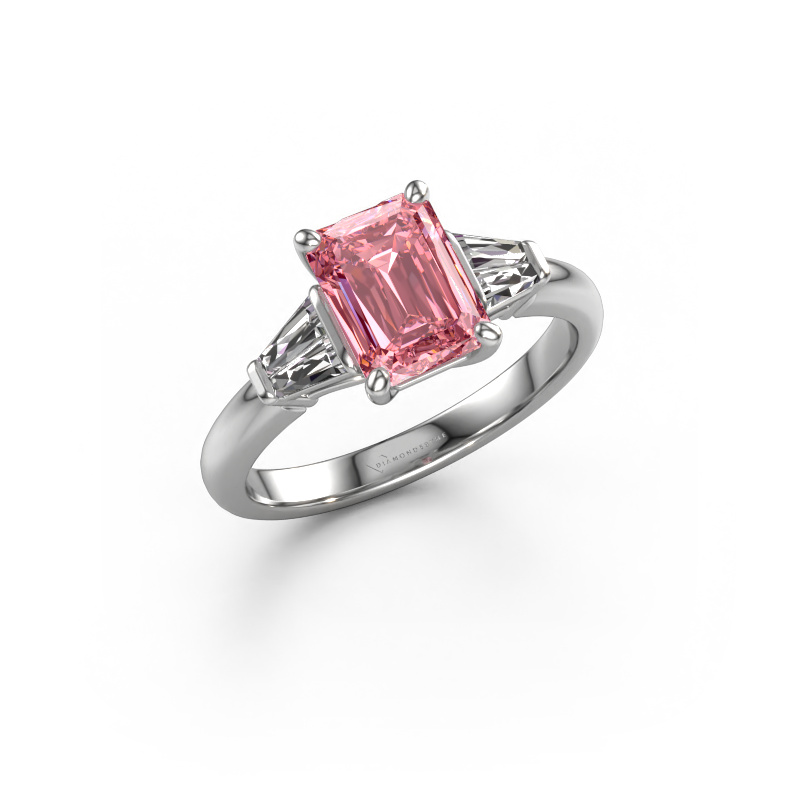 Image of Engagement ring Kina EME 950 platinum Pink lab grown diamond 8x6 mm