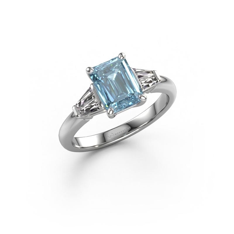 Bild von Verlobungsring Kina EME 950 Platin Blauer Labordiamant 8x6 mm