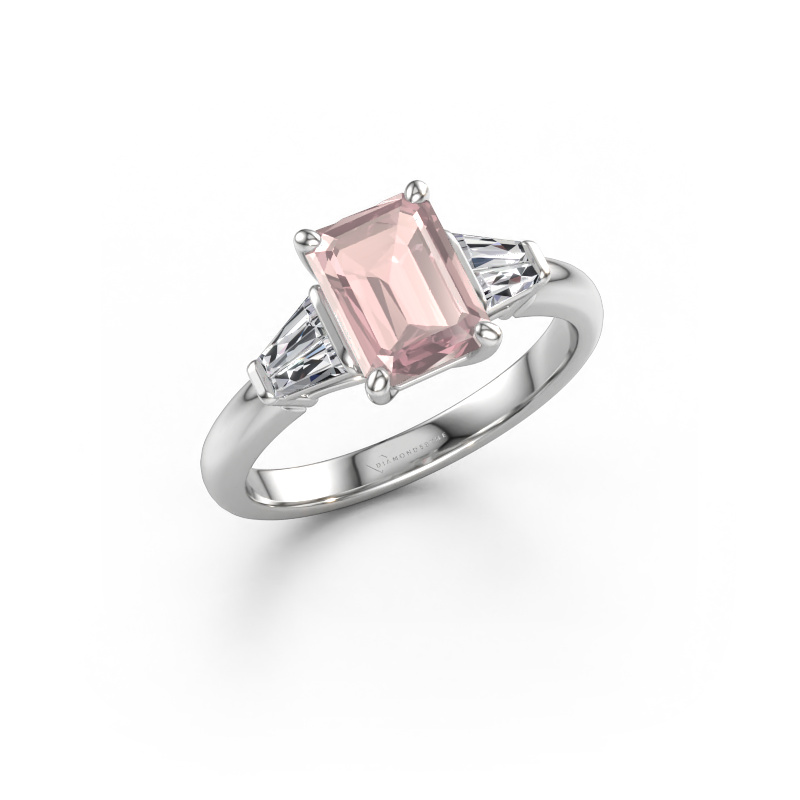 Immagine di Anello di fidanzamento Kina EME 585 oro bianco Morganite champagne 8x6 mm