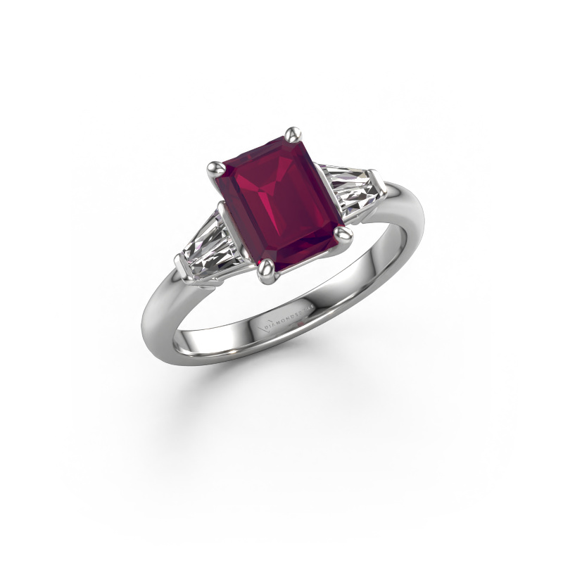 Image de Bague de fiançailles Kina EME 950 platine Rhodolite 8x6 mm